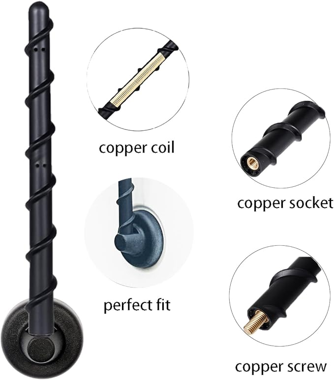 7" Short Antenna for Jeep Wrangler Gladiator JL JK JT Rubicon Sahara 2007-2025, 7 Inch Jeep Wrangler Unlimited Sport 4xe Willys Mojave Rubber Antenna Replacement Accessories Reception