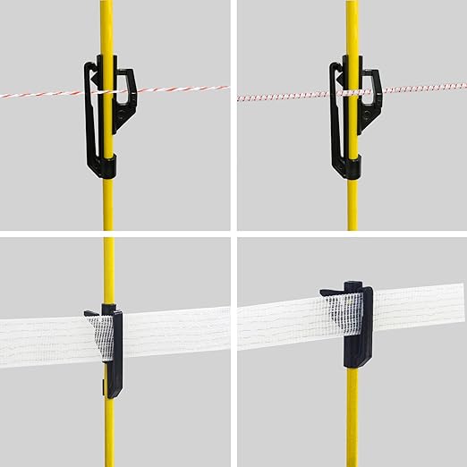48 inch Electric Fence Posts Step in Fiberglass Insulated Plastic Electric Fence with Post, Electric Fence Stakes for Dogs, 20 Pack