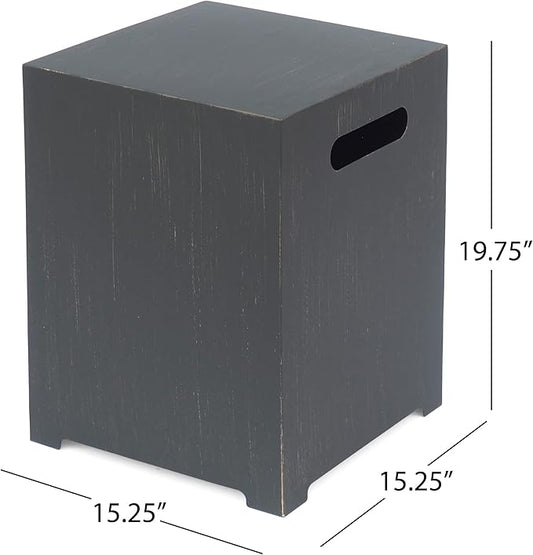 Propane Tank Cover Table for Fire Pits, 20 LB Iron Propane Tank Holder with Side Handles, Outdoor Tank Storage Side Table for Patio, Gas Griddle, Brown+Gold