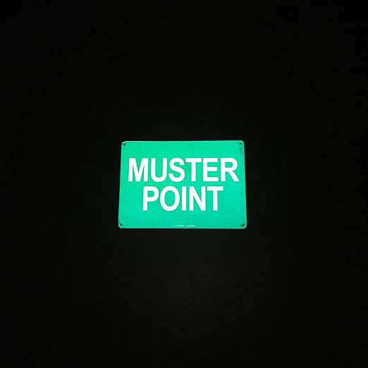 TRADESAFE Muster Point Sign - Quick Install Aluminum Safety Sign, Light Reflective, UV-Resistant, Waterproof, 14” X 10” Emergency Evacuation Area Signs for Business