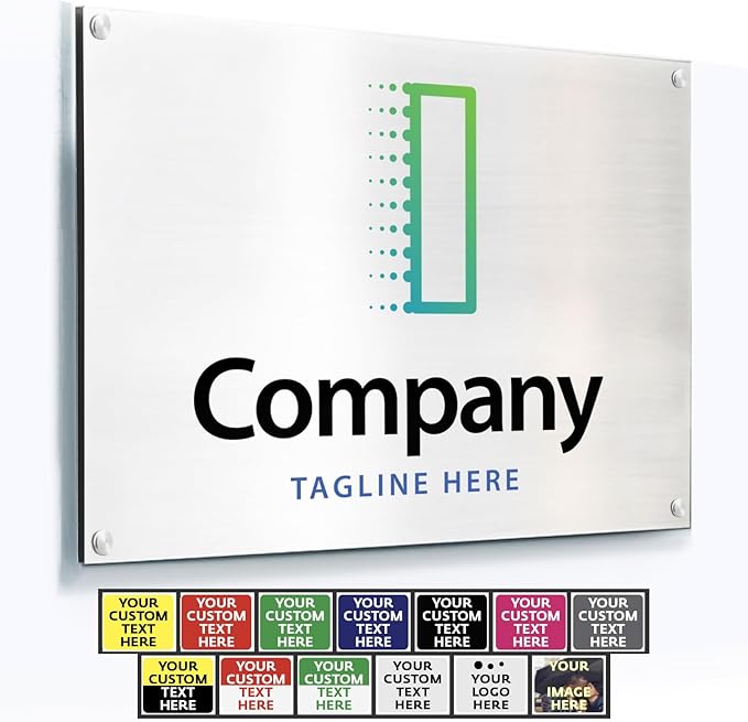 Custom Metal Signs, Personalized Aluminum, Customized Safety, Business Signs, Waterproof Outdoor, White Aluminum (Logo, 14x10 In)
