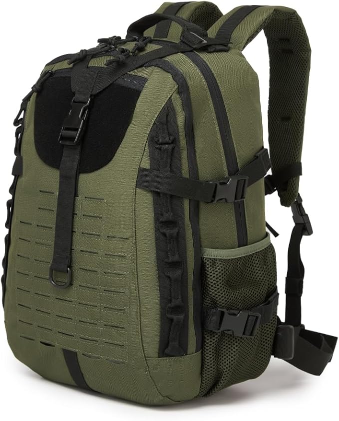 Military Tactical Backpack For Men Laser-Cut Molle Daypack 3 Day for Hiking,Working,Travel (black green)