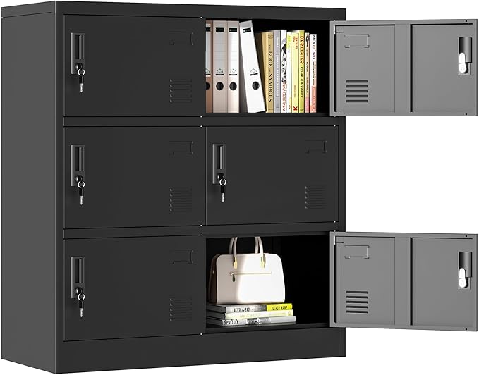 Metal Lockers for Employees 6 Doors,Office Storage Locker, Employee Steel Locker Cabinet with Lock,Staff Locker with Keys Storage Cabinet for Gym Home Office School Garage,Assembly Required
