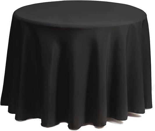 Gee Di Moda Round Tablecloth - 90 Inch Black Round Table Cloth for 30 to 60 Inch Round Tables - Heavy Duty Washable Fabric - for Buffet Table, Holiday Party, Dinner, Wedding & Baby Shower