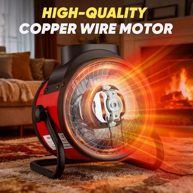 Saker 3000W Portable Ceramic Heater with Adjustable Thermostat, PTC Fast Heating Technology, 90° Oscillation & Safety Protection for Home Office Workshop (2)
