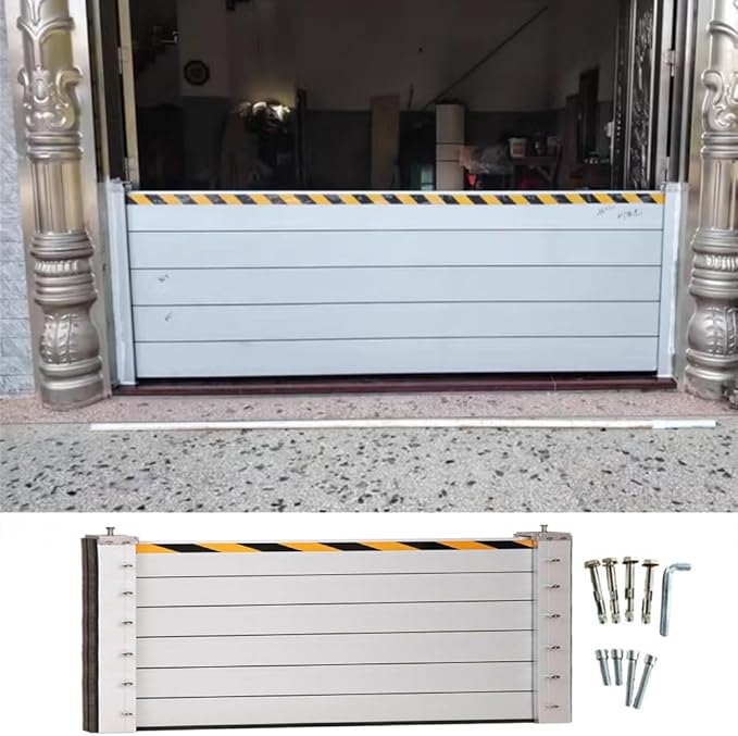 Flood Control Barrier Aluminum Baffle, Water Barriers for Flooding Reusable, Homes Door Garage Doorway Flood Prevention Barriers, Small Commercial Subway Stations Unit Module Design(H 3.9ft(12