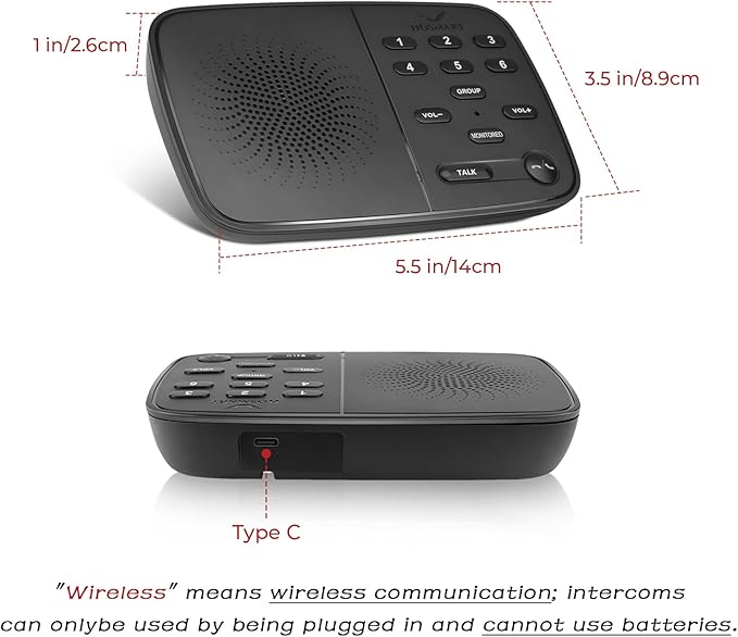 Hosmart Intercoms Wireless for Home UltraSpeak Pro, 2024 Full Duplex Wireless Intercom System for Business, Room to Room Intercom Two Way Real-time Intercom with 1200 Feet Range (6 Packs)