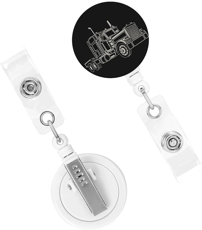 Truck Trucker Badge Reels Retractable Badge Holder with Clip for Id Name Tag Office Worker Student Teacher Nurse Doctor