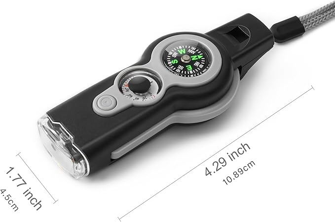 Emergency Survival Function Whistle, Outdoor Multifunctional Tool Safety Whistle with Lanyard, Ideal for Kayaking, Boating, Hiking, Camping, Climbing, Hunting, Fishing, Rescue Signaling