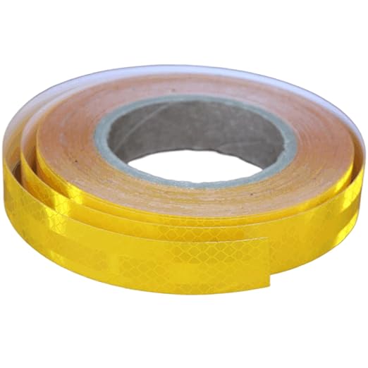 Non Fading Reflective Tape Yellow 1 inch Wide, Outdoor Waterproof High Visibility Safety Warning Adhesive Stickers Strips (66 feet)