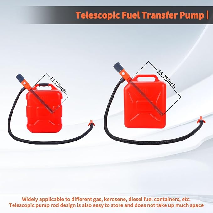 Fuel Transfer Pump with Auto-Stop, 2.8 GPM, Portable Power Battery Pump for Gas, Gasoline Siphon Pump, Gas Pump, Telescoping Gas Can Pump Battery Operated, 51" Long Transfer Hose, Siphon Pump