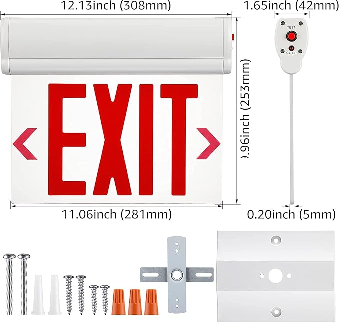 LEONLITE Red Emergency Exit Sign, UL 924, LED Edge Lit Exit Sign, Hardwired Exit Lights with Battery Backup, Double Sided, Rotating Acrylic Clear Panel, Top/Side/Wall Mount, AC 120/277V, Pack of 2