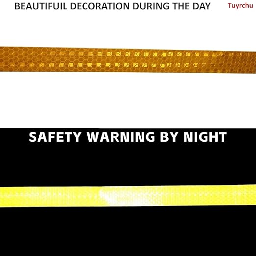 Industrial Reflective Tape Yellow 1 inch for Bikes, Outdoor Waterproof High Visibility Safety Adhesive Stickers Strips (66 feet, 10 Rolls)