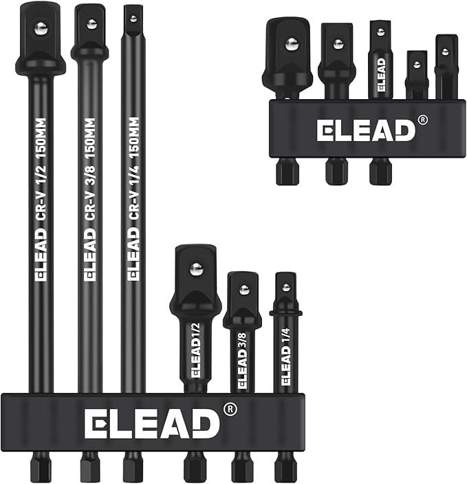 11-Piece Impact Socket Adapter Set, 1/4-Inch Hex Shank, 1/4" 3/8" 1/2" Impact Socket Driver Set, Drill Sockets Extension Bit, Sockets Driver Adapter, Drill Extension with Holder