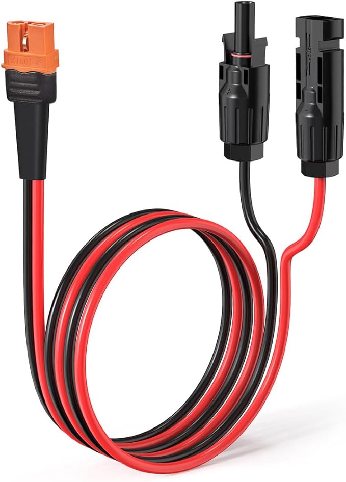 10AWG 2FT Solar to XT60i Cable 2 10 25 35 50 75 100FT Solar Connector to XT60i Adapter Cable for Portable Power Station (2FT)