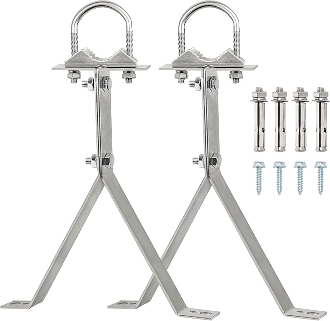 XRDS-RF Antenna Wall Mount 14 Inch Heavy-Duty Stand Off Wall Mast Mount Windproof Antenna Mounting Bracket for TV Antenna Mast (2-Leg + 2-Leg)