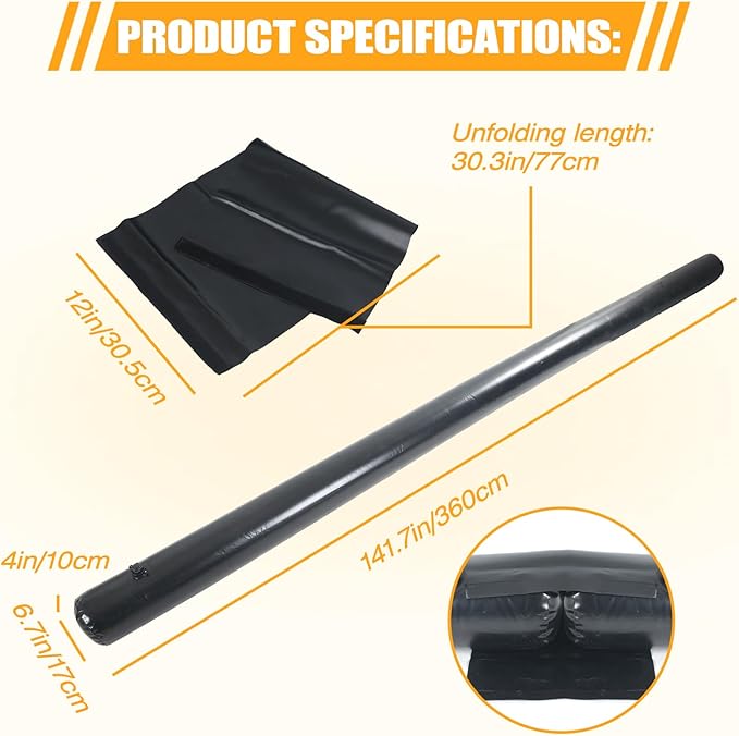 4 Pack PVC Flood Barriers Bags, 11.8Ft x 6.7 in Inflatable Flood Barriers for Home Water Barrier Bag Reusable Flood Prevention Barriers Sandbag Alternative for Home Outdoor Flood