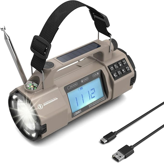 Emergency Radio with NOAA Weather Radio, Portable Solar Hand Crank AM/FM Radio for Survival,Rechargeable Battery Powered Radios, SOS Emergency Flashlight,Reading Lamp, for Home Outdoo