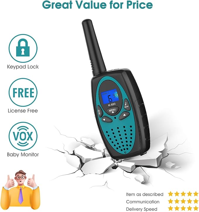 Walkie Talkies Long Range, M880 Two Way Radio for Adults with LCD Screen/Resistance Wakie-Talkies with Noise Cancelling for Men Women Outdoor Cruise Ship (Blue YellowGreen Red Orange)
