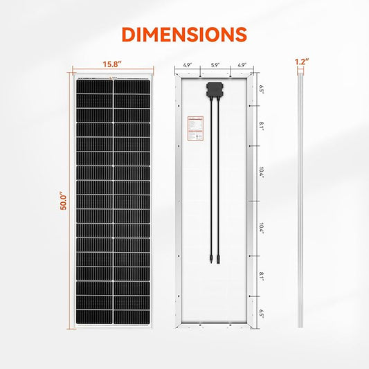 RICH SOLAR MEGA 100 Slim 100 Watt 12 Volt Monocrystalline Solar Panel for RV, Trailer, Motorhome