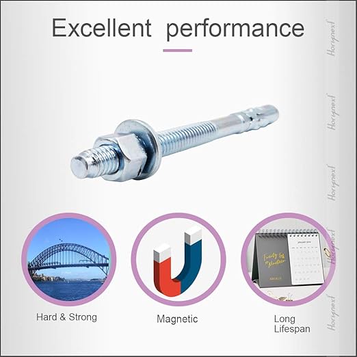 5/8" x 6" Wedge Anchor, for Cement and Concrete only, zinc-Plated Carbon Steel Screws and lag Bolts （ 30 pcs