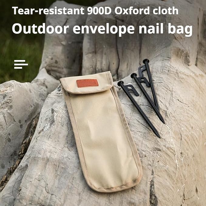 Tent Stake Bag - Waterproof Ground Nail Storage Pouch | Canvas Tent Pegs Organizer | 900D Oxford Fabric | Multi-Size Outdoor Camping Gear (khaki,L)