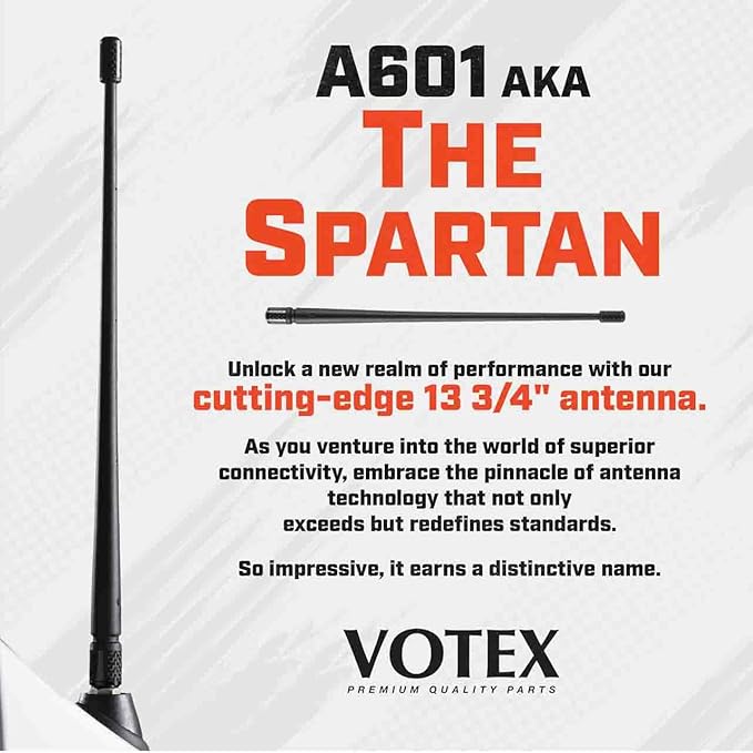 Votex - The Spartan - 13 3/4 Inch Rubber Antenna fits Toyota Tacoma | Tundra Accessories - USA Stainless Steel Threading - Black Carbon Fiber Trim - Tuned Internal Copper Coil
