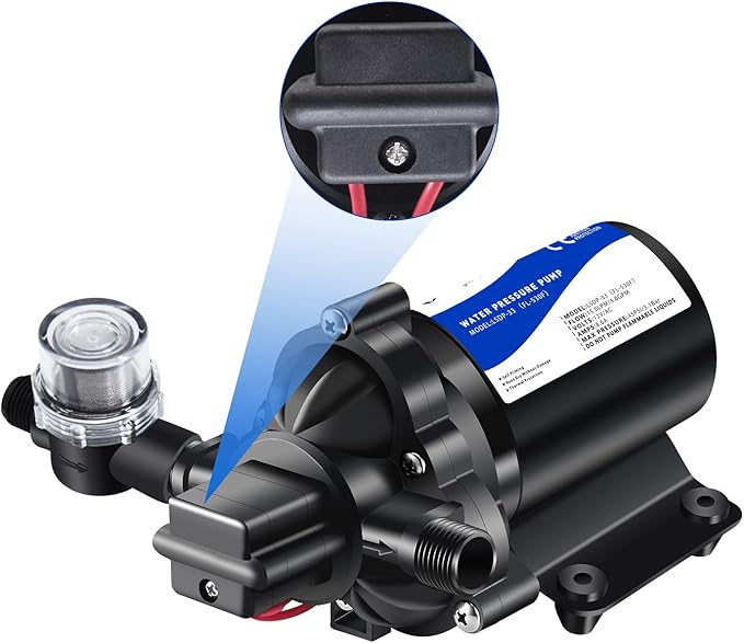 12V DC Self-Priming Water Transfer Pump, 4GPM 45PSI High Pressure Booster Pump for RV, Garden, Marine & Yacht