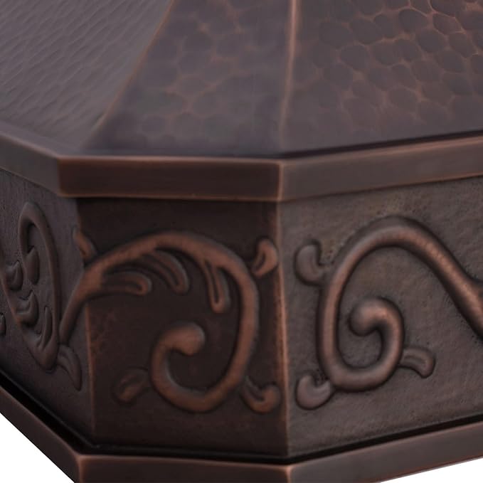 Custom Copper Kitchen Range Hood Cover, Handmade Kitchen Hood with Powerful Range Hood Insert, Classic Stove Vent Hood with Straps & Rivets,30"W x 42"H Island Mount, HCI00FT-304227DACS