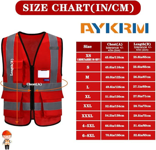 6XL 7XL 8XL red work vest with pockets Big and tall