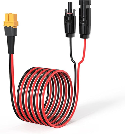 12AWG 50FT XT60 Solar Cable 2 10 25 35 50 75 100FT XT60 Extension Cable Solar Panel Connector to XT60 Connector for Portable Power Station (50FT)
