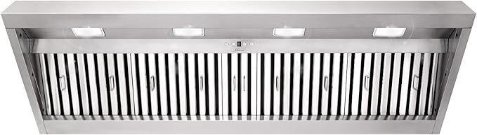 Akicon Range Hood Insert 60 Inch, 1200 CFM Built-in Kitchen Hood with 4 Speeds, Ultra-Quiet Stainless Steel Ducted Vent Hood Insert with Dimmable LED Lights and Dishwasher Safe Filters