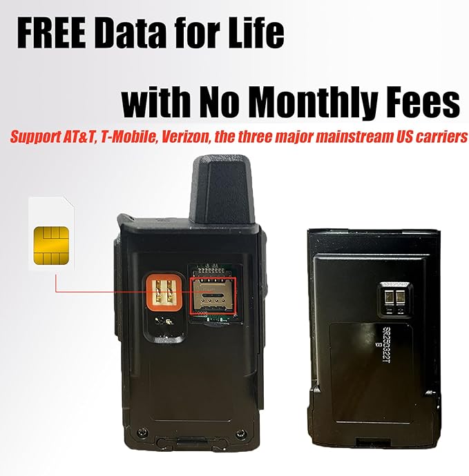 Lifetime Free 4G LTE Walkie Talkie - Unlimited Range Two-Way Radio, Admin Group Control, PTT Button, Requires SIM Card for Team Communication (K360-SIM-2Packs)