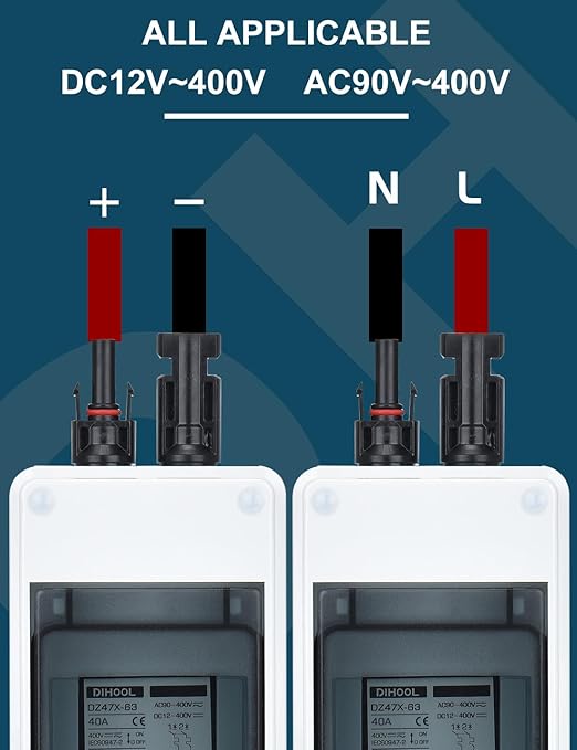 DIHOOL 40 Amp Solar Disconnect Switch with DC Circuit Breaker Box for Solar Panels, IP65 Outdoor