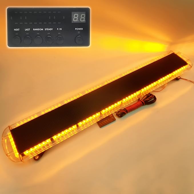 CFLMYYXGS 12V-24V LED Lights Rooftop Emergency Warning Light bar 26 Strobe Patterns Vehicles Security Law Snowplow Tow Trucks Crane Construction Cars Wreckers Beacon Light (108 LED Yellow)