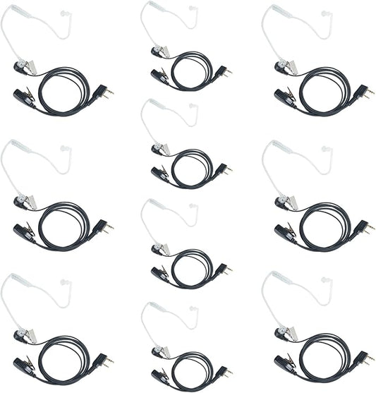 Covert Acoustic Tube Headset for Baofeng UV-5R BF-888S BF-F8HP BF-F9 TK-2107 TK-3107 RT7 RT21 Walkie Talkie Two Way Radio 10 Pack