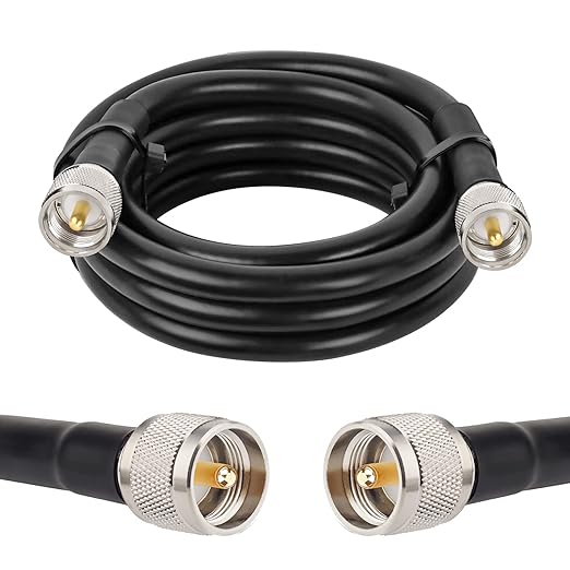 8ft KMR400 PL259 Male to Male Coaxial Cable - Low Loss UHF Cable for HAM, VHF Radio, SWR Meter, Antenna Analyzer
