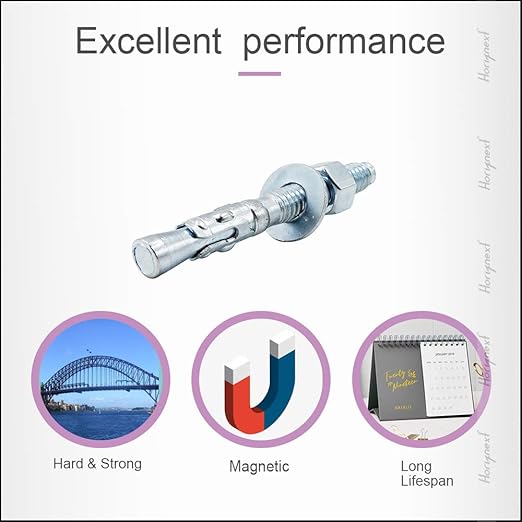 3/8"x 3" Wedge Anchor, for Cement and Concrete only, zinc-Plated Carbon Steel Screws and lag Bolts （ 50 pcs