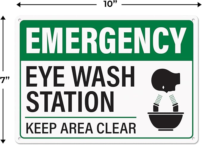 Emergency Eye Wash Station Keep Area Clear Sign 10x7 Inch | Rust-Free Aluminum Eye Wash Station, Durable Safety Sign with Pre-Drilled Mounting Holes