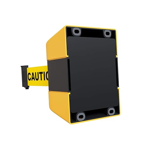 Crowd Control Warehouse - CCW Series WMB-220 Fixed Wall Mount Retractable Belt Barrier - 15 Foot, Caution Do Not Enter Belt with Yellow ABS Case