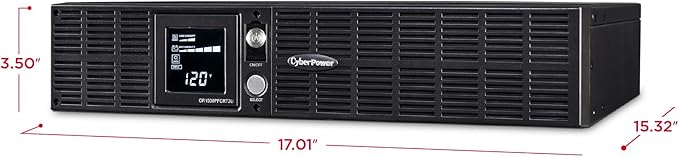 CyberPower OR1500PFCRT2U PFC Sinewave Battery Backup and Surge Protector, 1500VA/1050W, 8 Outlets, AVR, 2U Rack/Tower, UL Certified