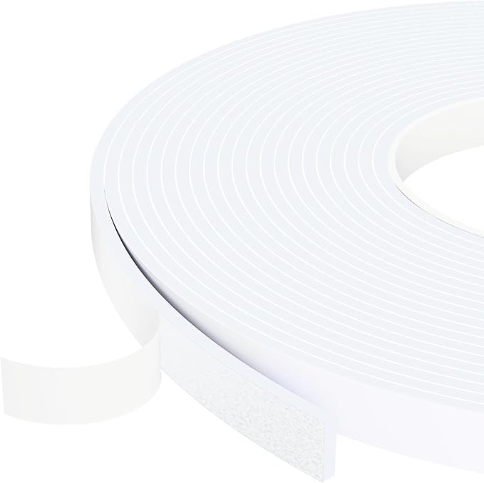 1/2 in Wide x 1/8 in Thick x 33FT Window Sealing Tape,Weather Stripping Door Seal,Foam Insulation Tape,Single-Sided Self-Adhesive Foam Strips White
