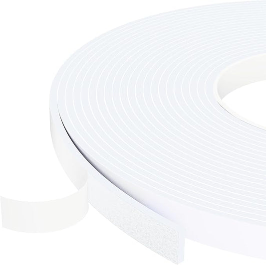 1/2 in Wide x 1/8 in Thick x 33FT Window Sealing Tape,Weather Stripping Door Seal,Foam Insulation Tape,Single-Sided Self-Adhesive Foam Strips White