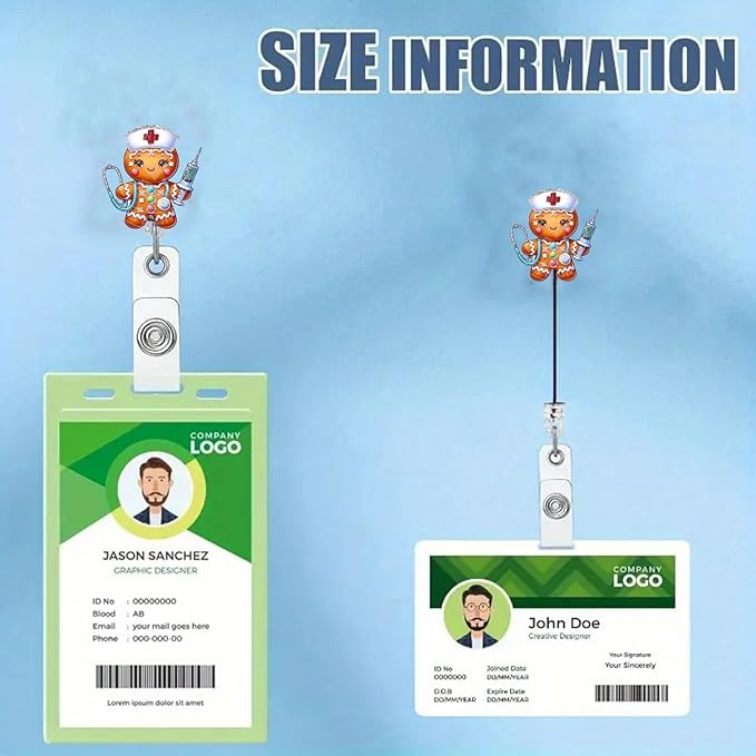 Christmas Gingerbread Man Badge Reel with Retractable Auscultation Nurse Badge Clip Christmas Badge Holder ID Card Name Tag Decor for RN CNA LPN Medical Worker | with 24” Durable Nylon Cord