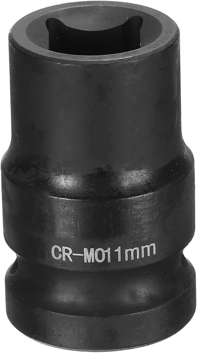 HARFINGTON 4 Point Square Socket 1/2" Drive 11mm Metric Square Impact Socket CR-MO Blackening Standard Wheel Sockets Pneumatic Socket Tool for Auto Repair Mechanical Maintenance Home Use