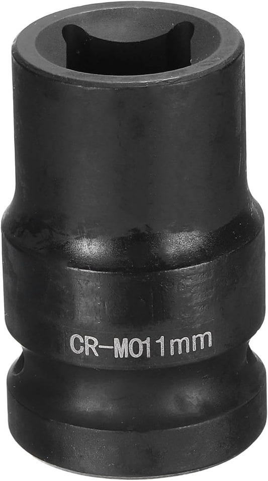 HARFINGTON 4 Point Square Socket 1/2" Drive 11mm Metric Square Impact Socket CR-MO Blackening Standard Wheel Sockets Pneumatic Socket Tool for Auto Repair Mechanical Maintenance Home Use