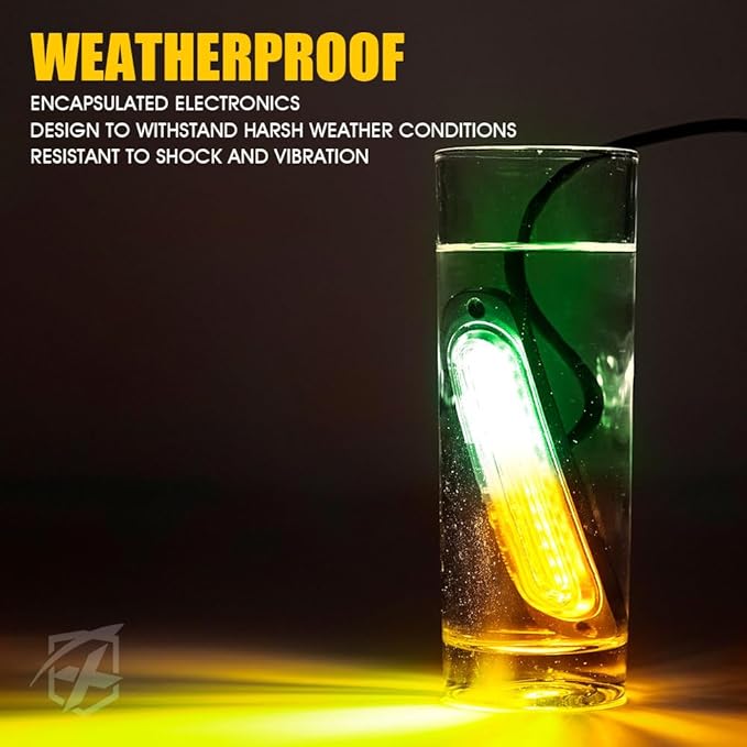 Xprite Amber Green LED Surface Mount Strobe Lights Kit, w/Control Panel Emergency Safety Warning Flashing Grille Cop Marker Light Assembly for Vehicles Trucks ATV UTV Motorcycle 8PCS