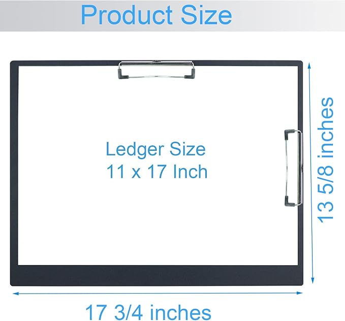 Acocony 11x17 clipboard Double Clip Extra Large Clipboard Low Profile Clip 11 x 17 Clipping Board Light Weight Not Fragile PP Plastic Black Pack of 2