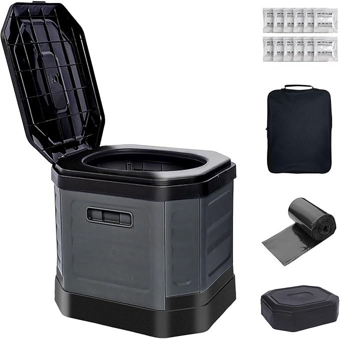 Portable Camping Toilet, Portable Travel Folding Toilet with Lid for Adults and Kids, Portable Potty for Camping, Hiking, Car Travel,Truck, RV, Boating, Road Trips, Beach