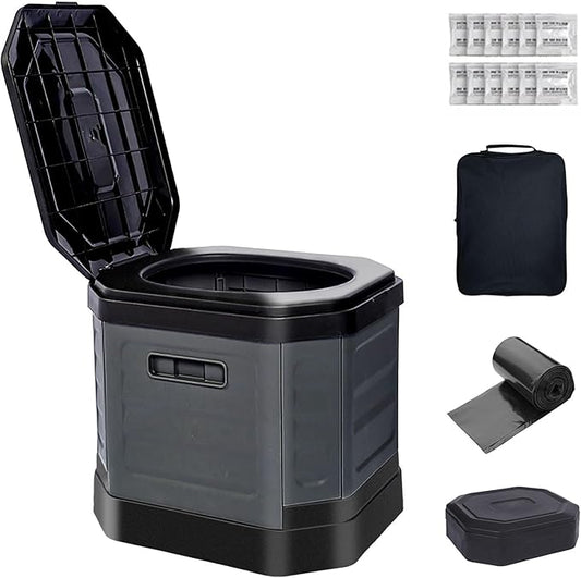 Portable Camping Toilet, Portable Travel Folding Toilet with Lid for Adults and Kids, Portable Potty for Camping, Hiking, Car Travel,Truck, RV, Boating, Road Trips, Beach